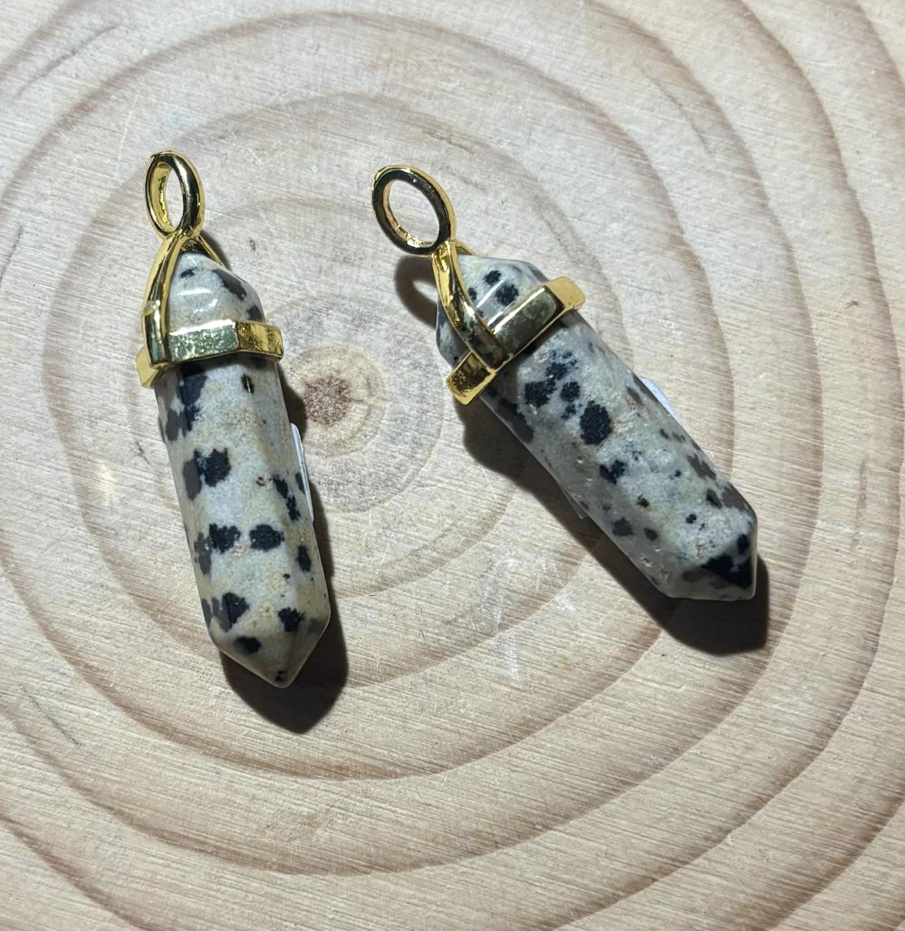 Pendentif Jaspe dalmatien pointe
