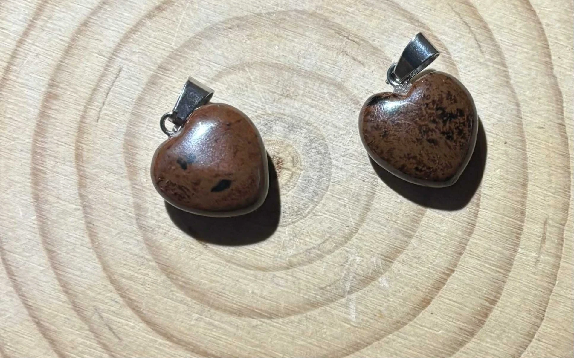 Pendentif Obsidienne acajou cœur