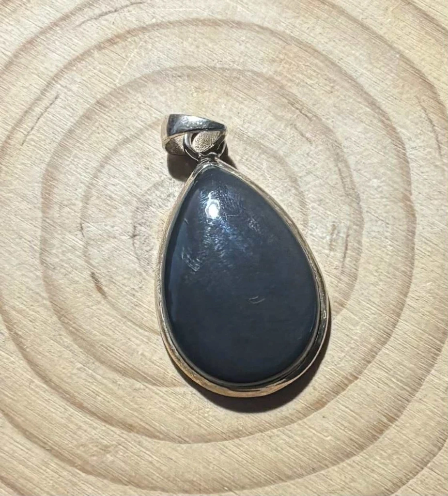 Pendentif Obsidienne Noire Larme argent