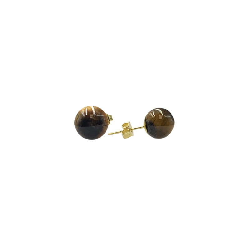 Boucles d'oreilles Œil de tigre Perle 6mm