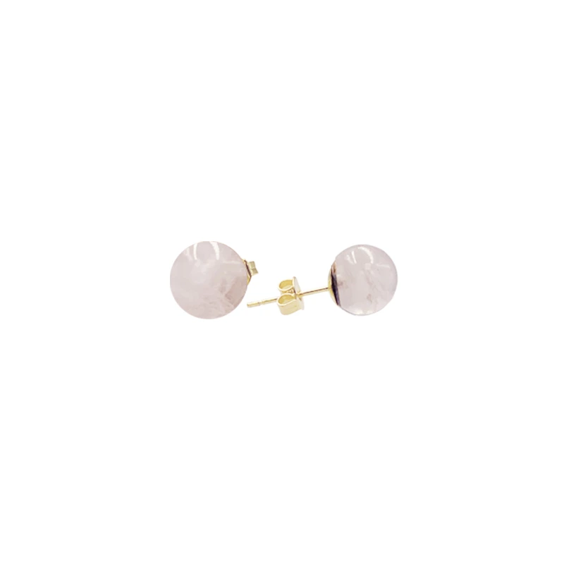 Boucles d'oreilles Quartz rose Perle 6mm