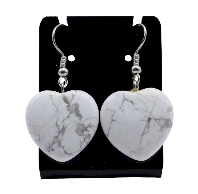Boucles d'oreilles Howlite cœur