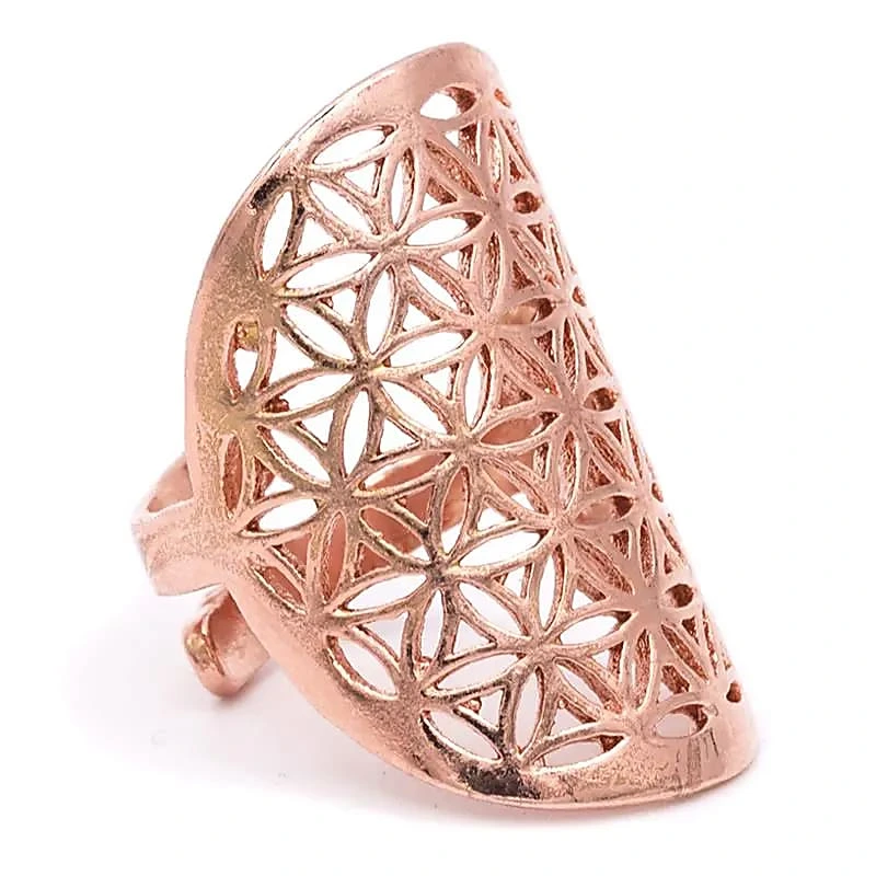 Bague fleur de vie en laiton couleur cuivre