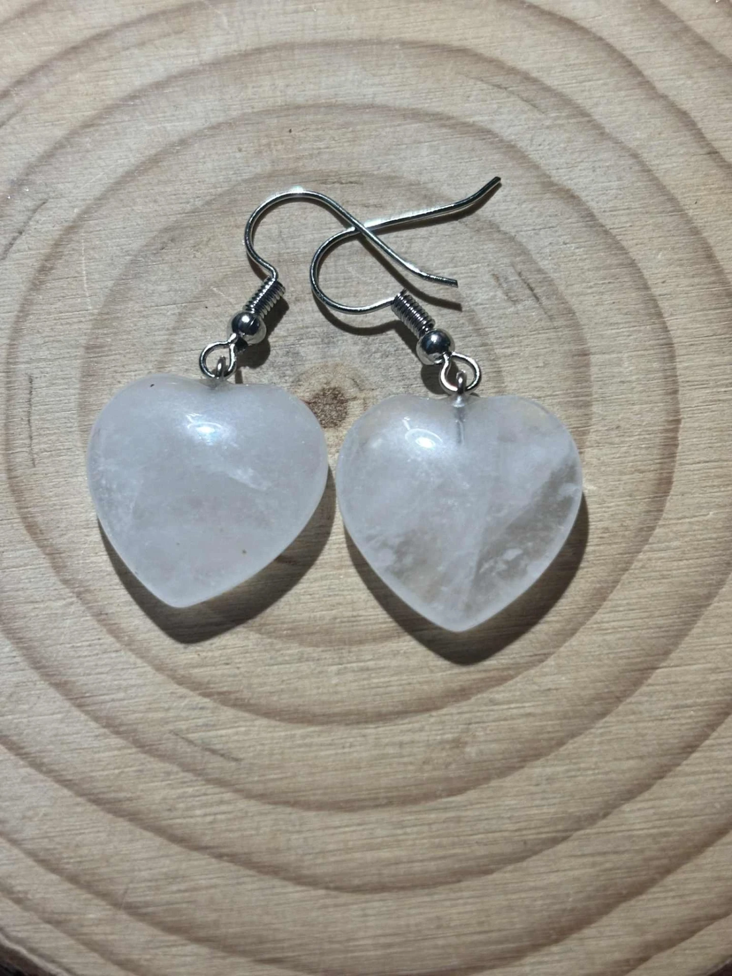 Boucle d'oreille Cristal de roche cœur