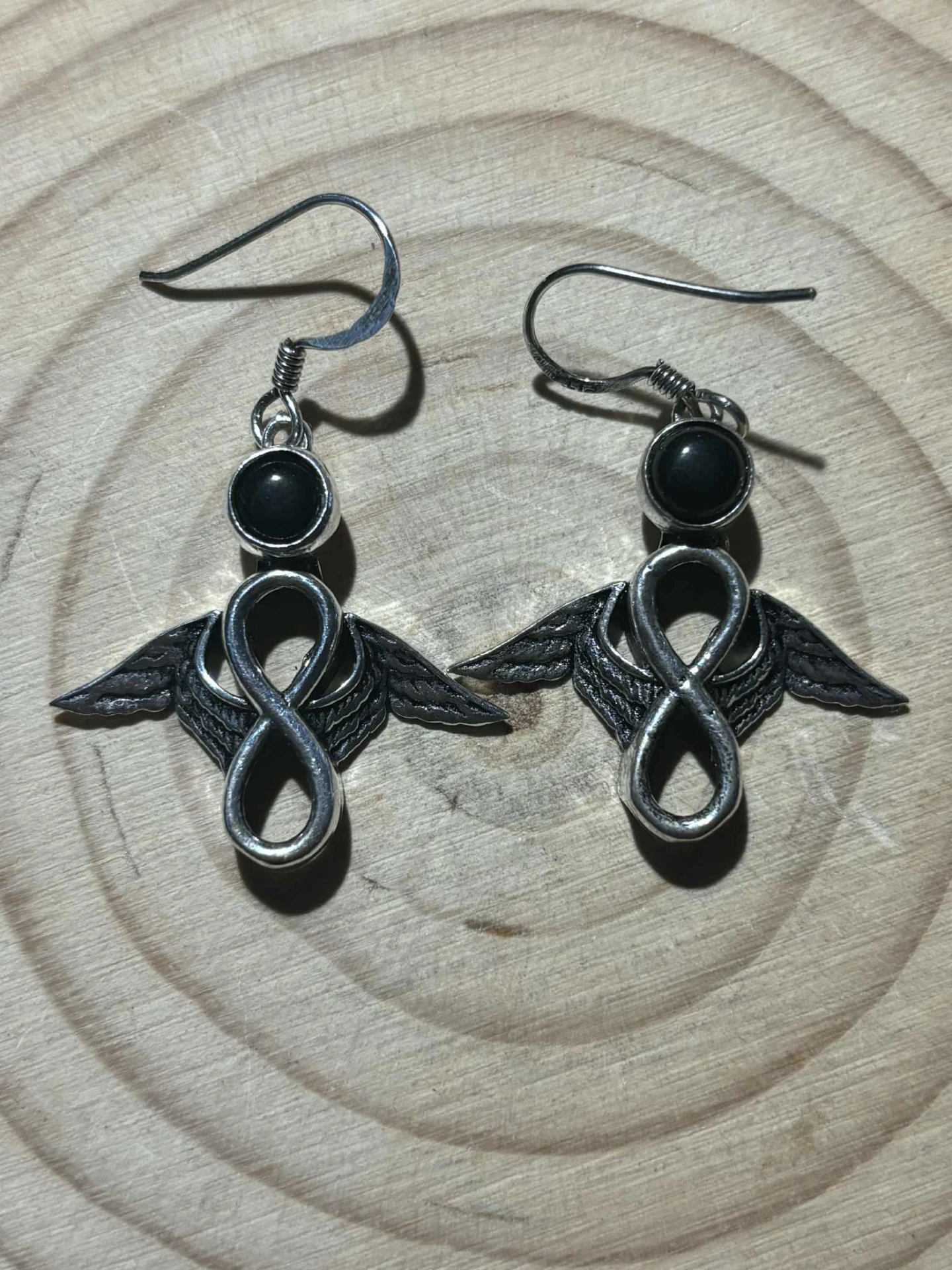 Boucle d'oreille Obsidienne noire (attaches en argent)