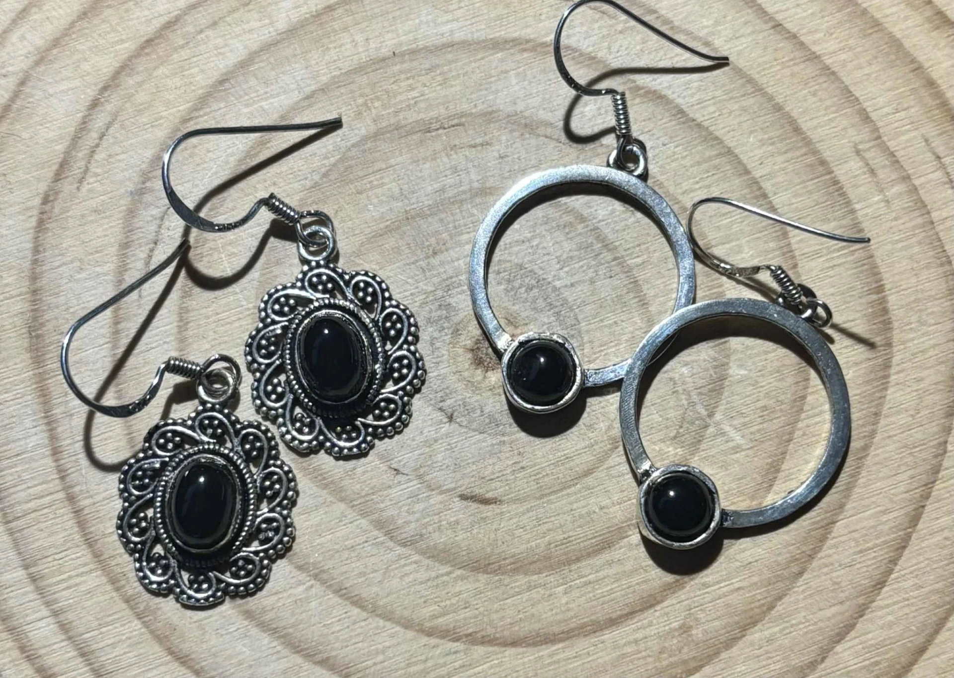 Boucle d'oreille Obsidienne noire