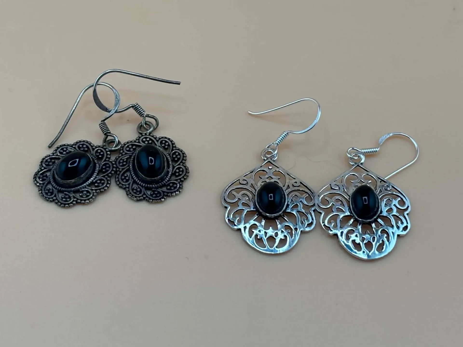 Boucles d'oreilles Obsidienne noire