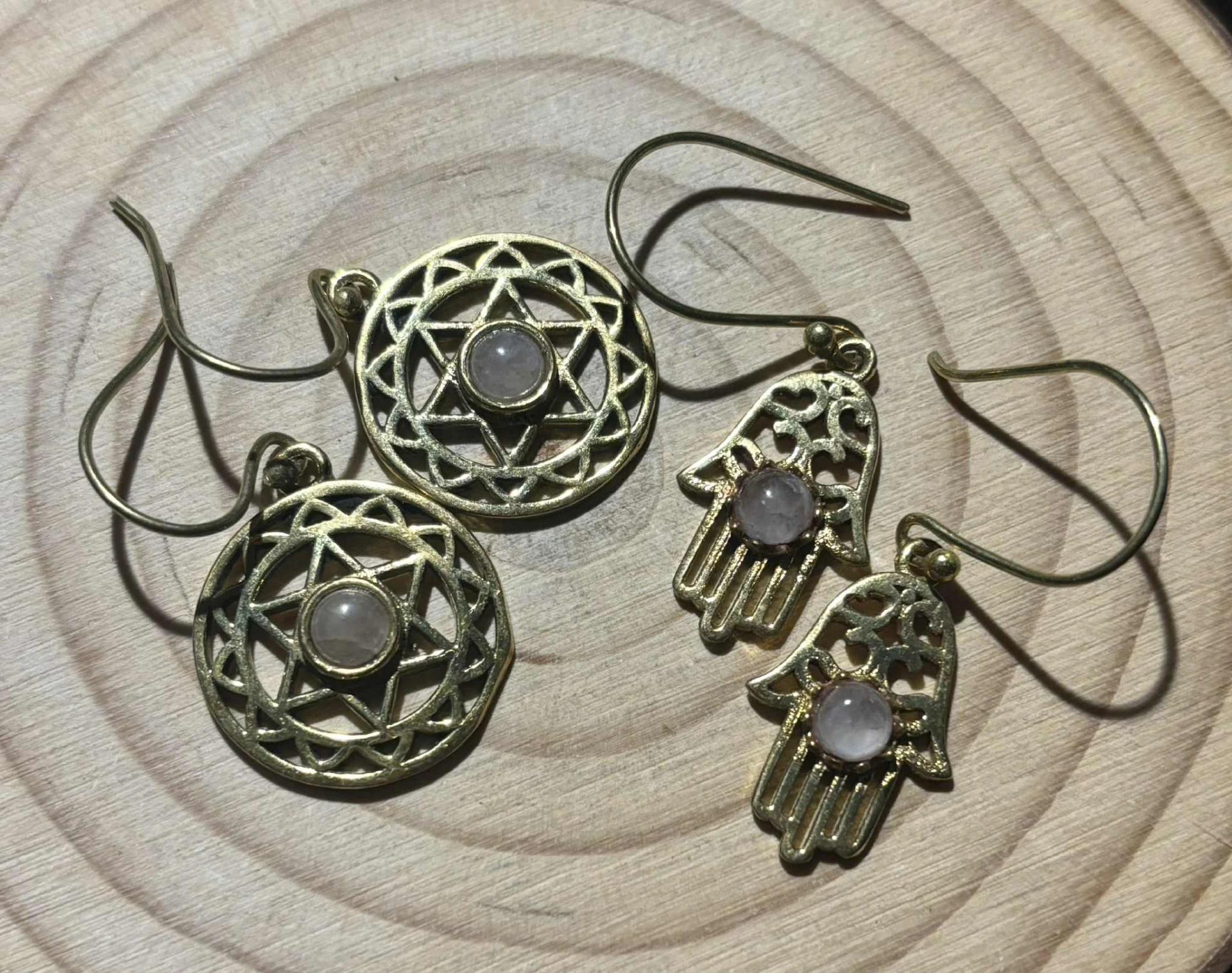Boucles d'oreilles Quartz rose