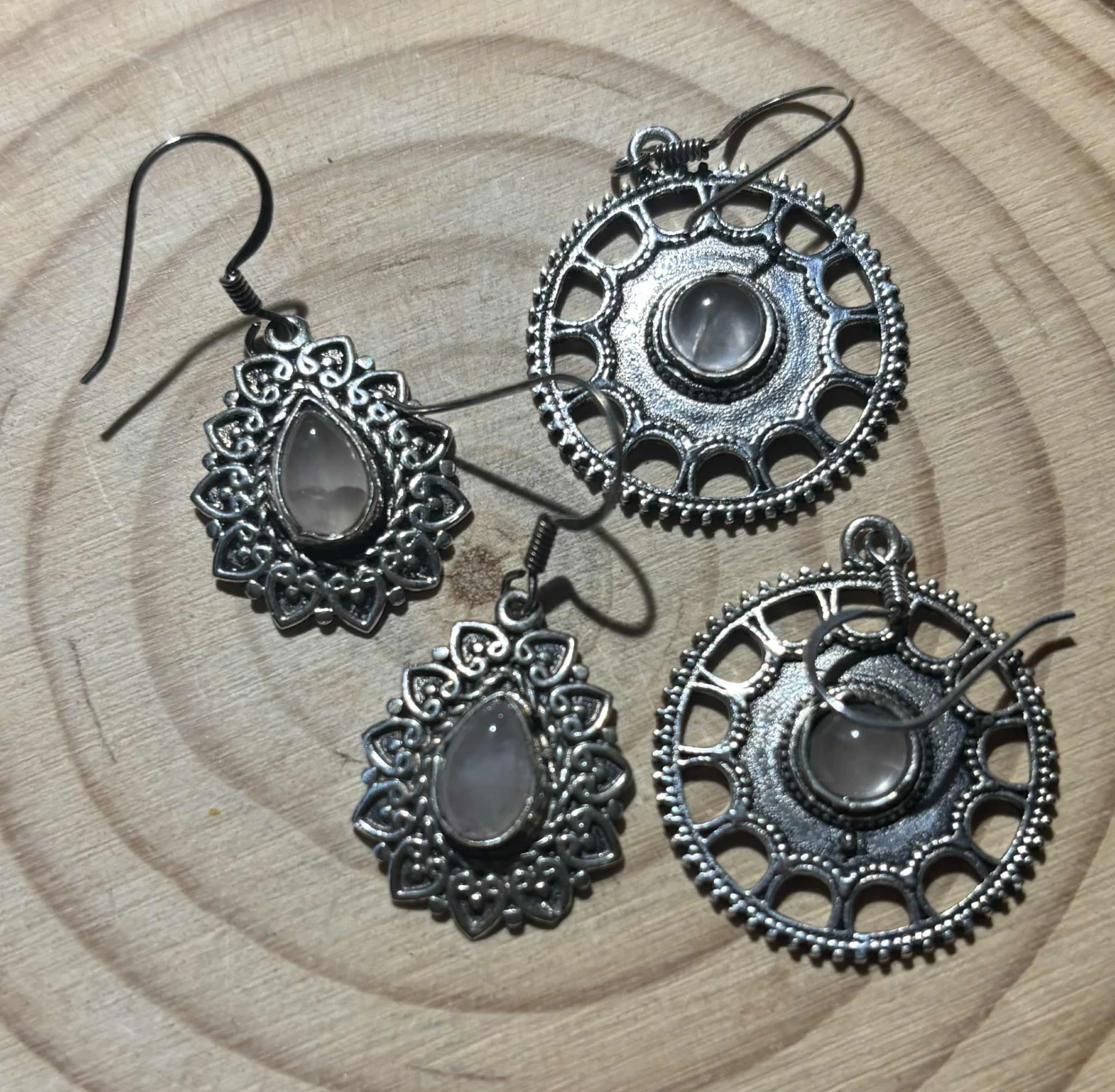 Boucle d'oreille Quartz rose