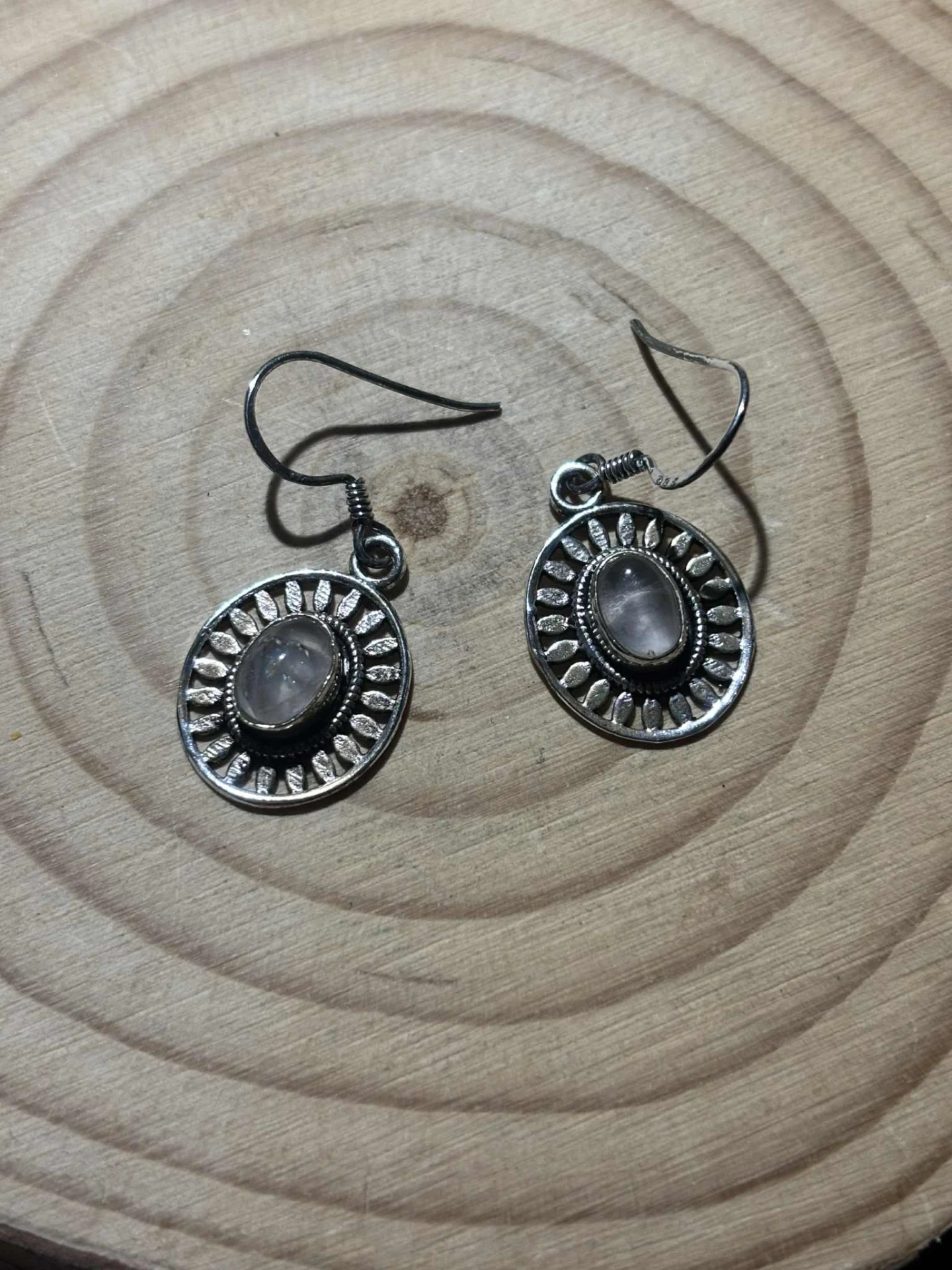 Boucle d'oreille Quartz rose (attaches en argent)