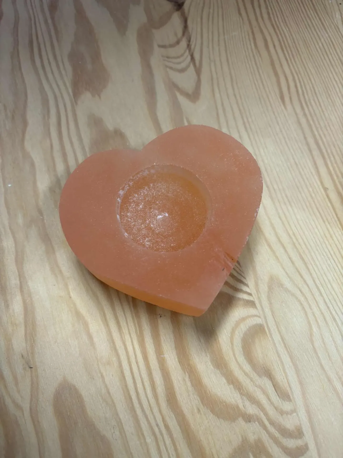Sélénite orange bougeoir cœur
