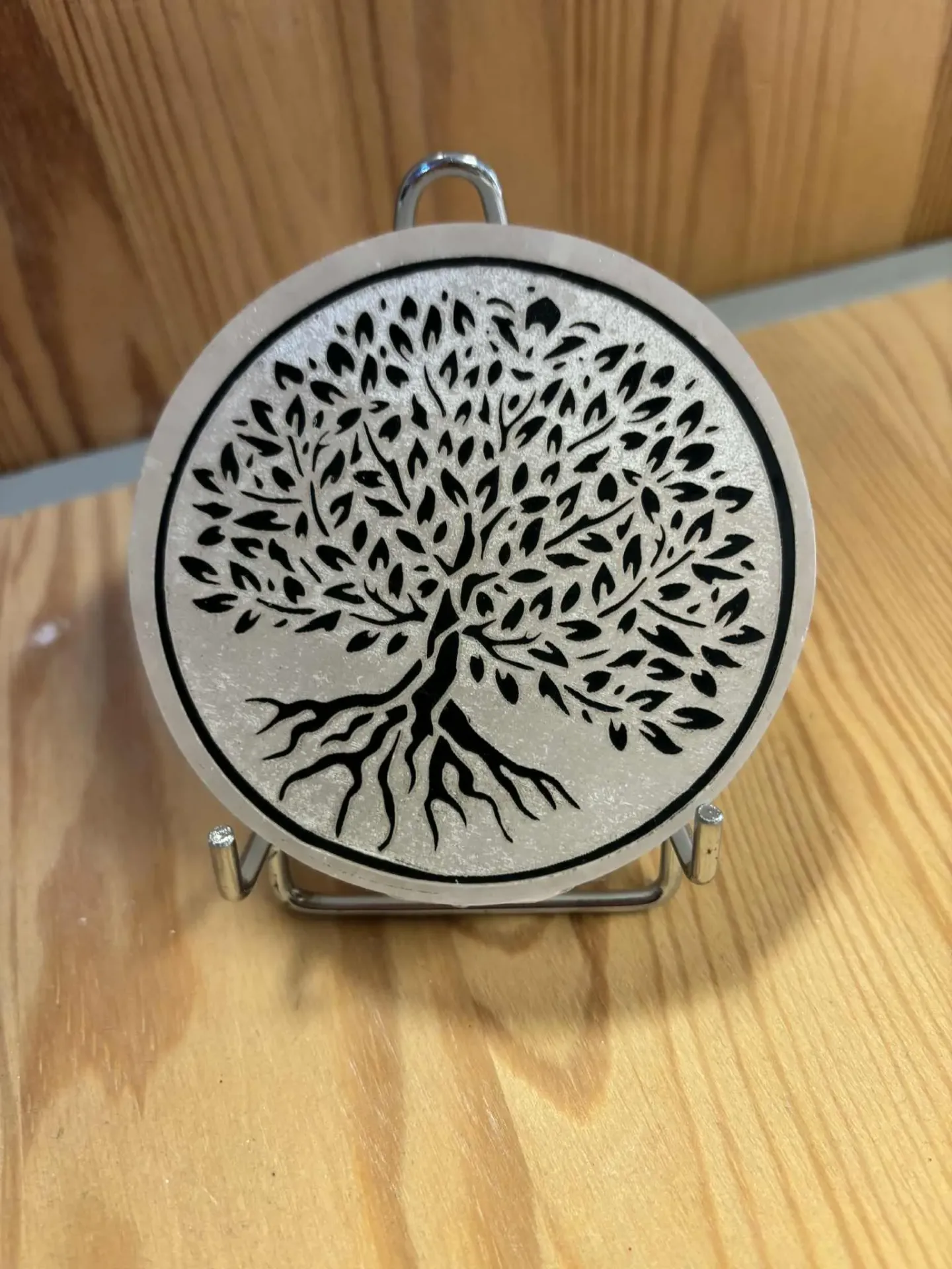 Sélénite plaque gravée arbre de vie