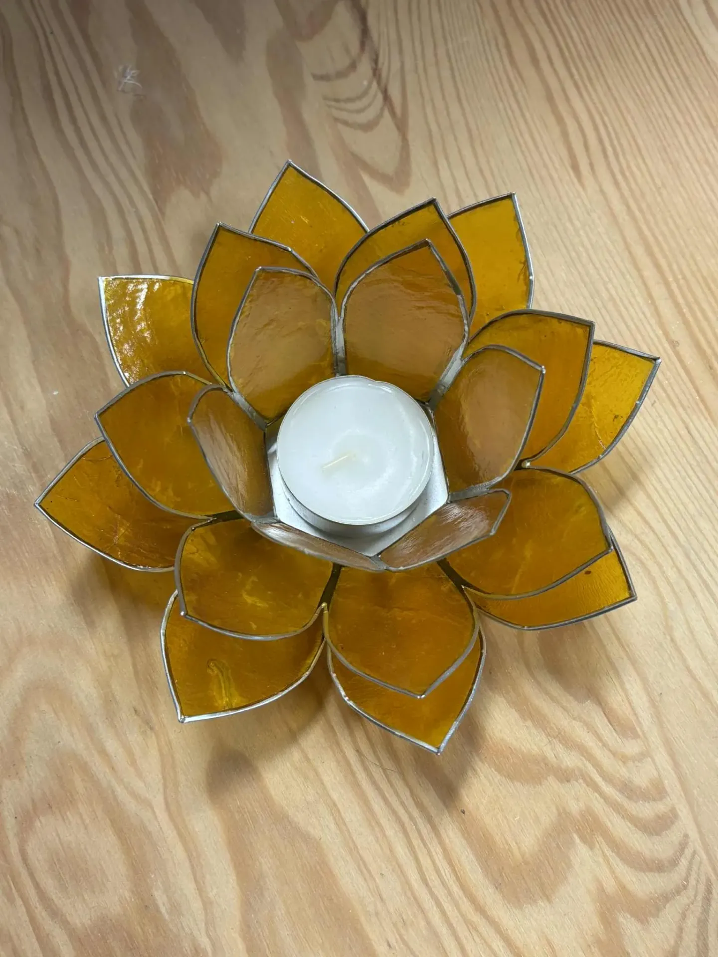 Bougeoir fleur de lotus orange