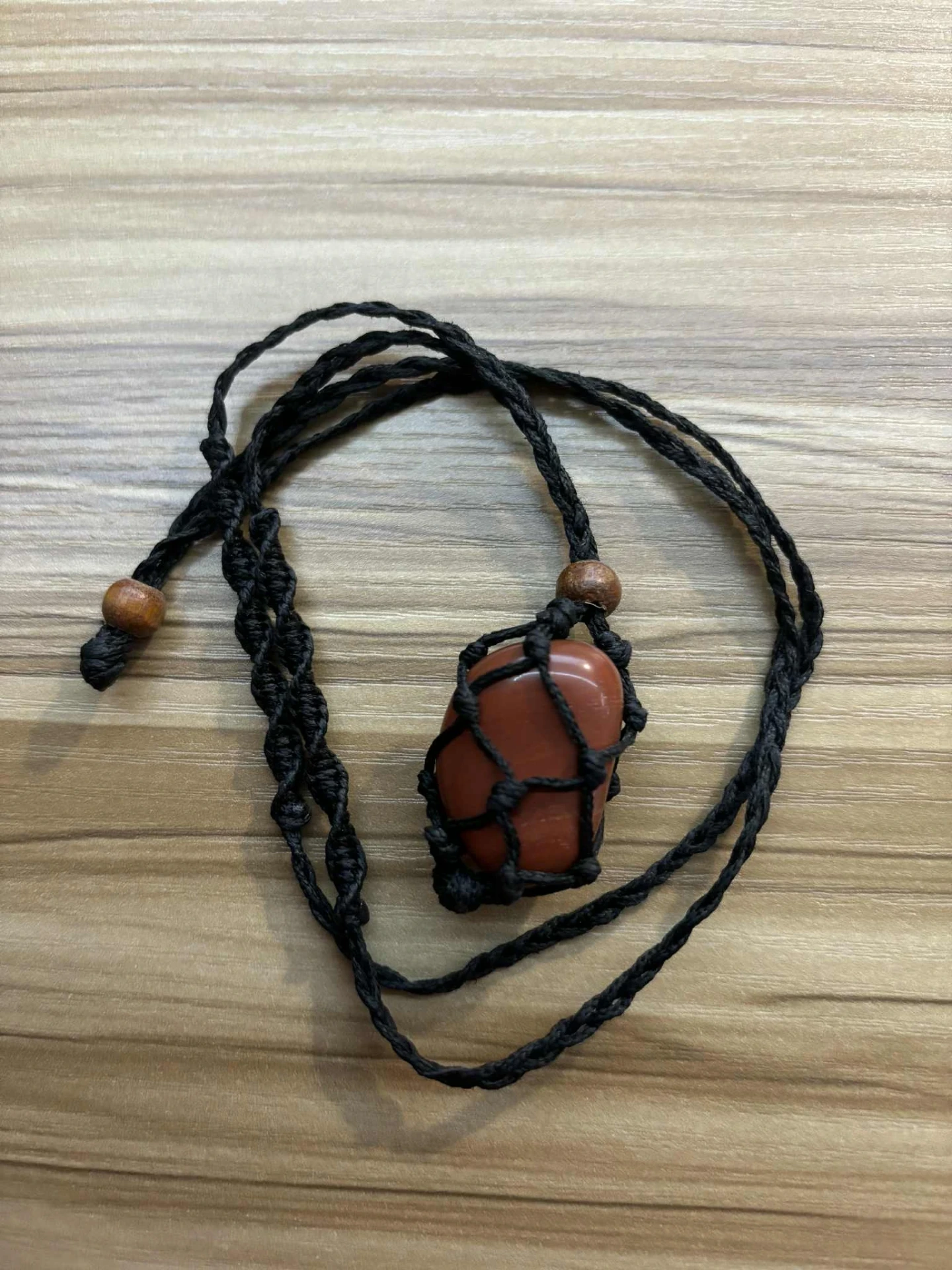 Collier macramé Jaspe rouge