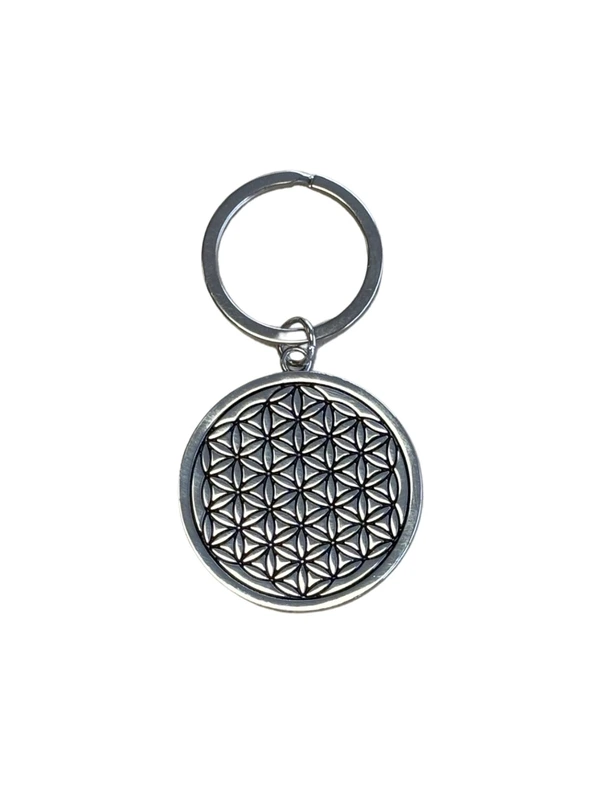Porte-clés Fleur de vie métal argenté