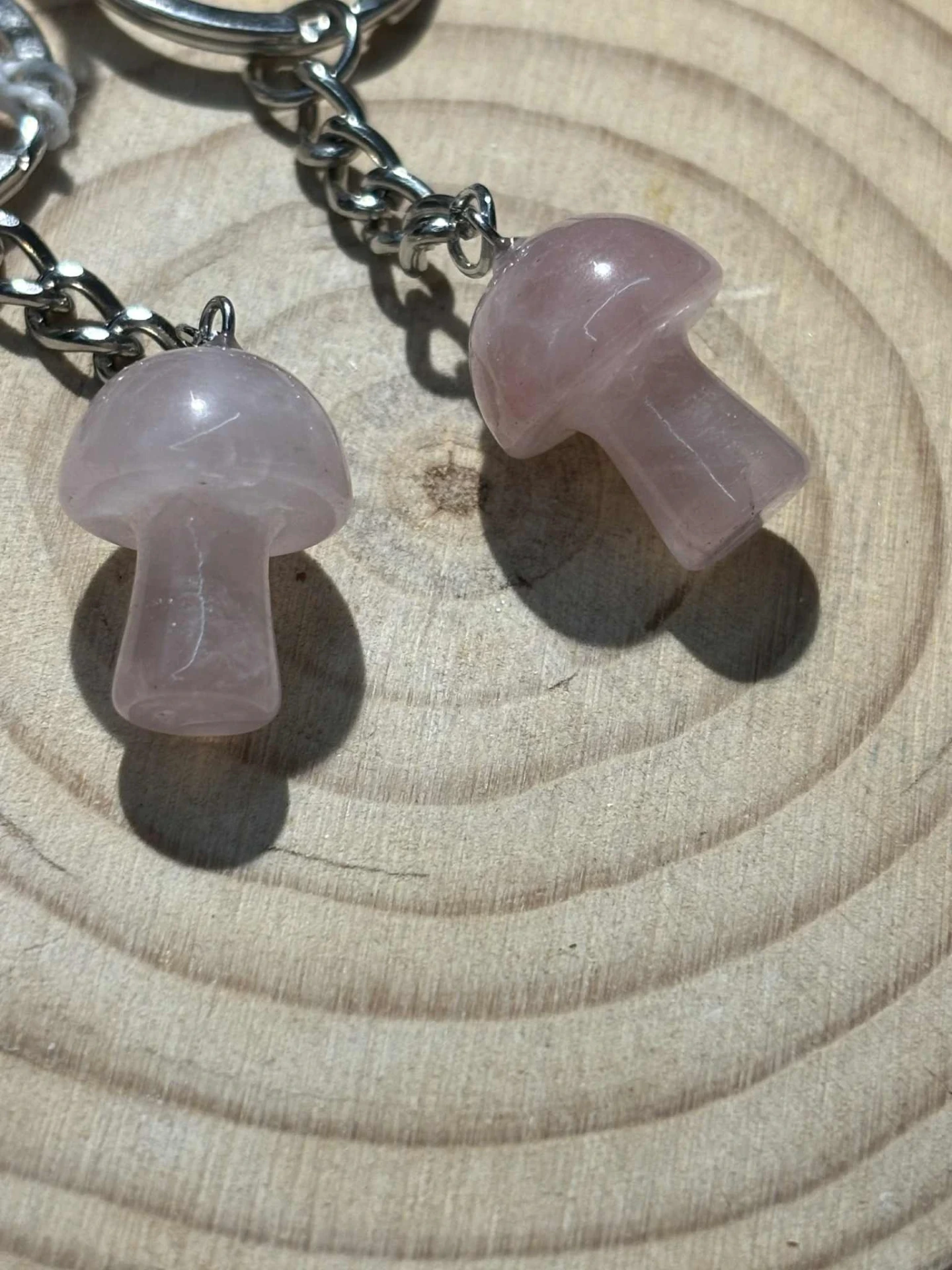 Porte-clés Quartz Rose champignon