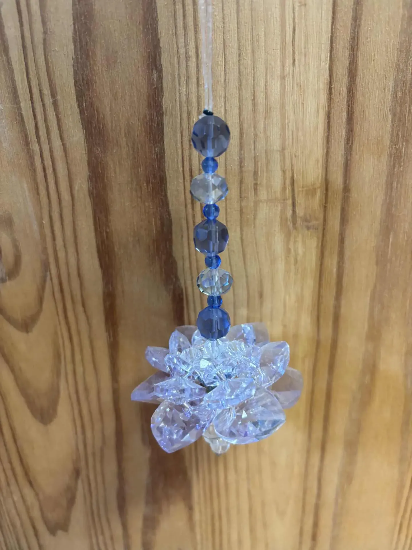 Mobile cristal Feng Shui lotus bleu