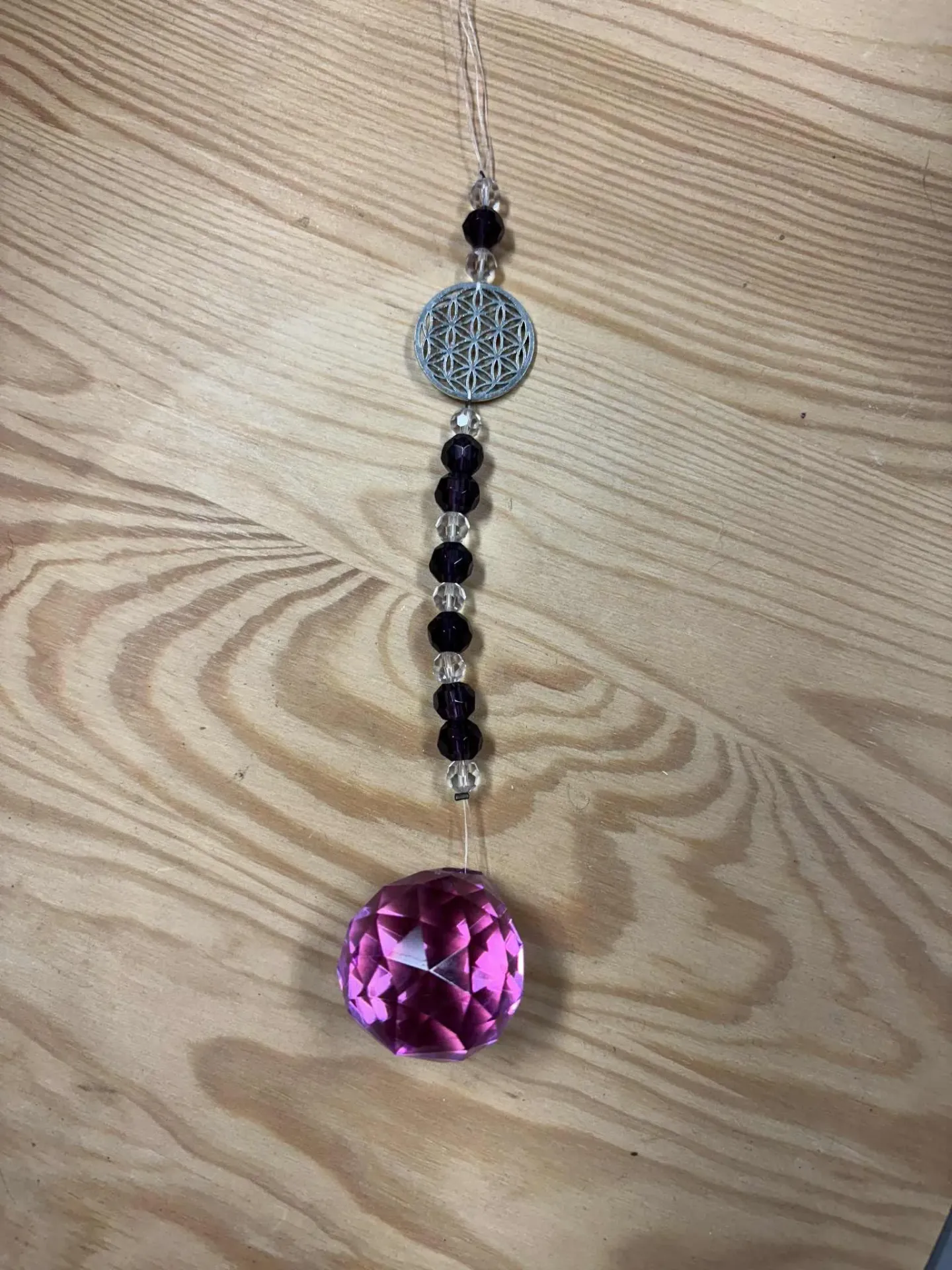Mobile Cristal Feng Shui Fleur de Vie violet