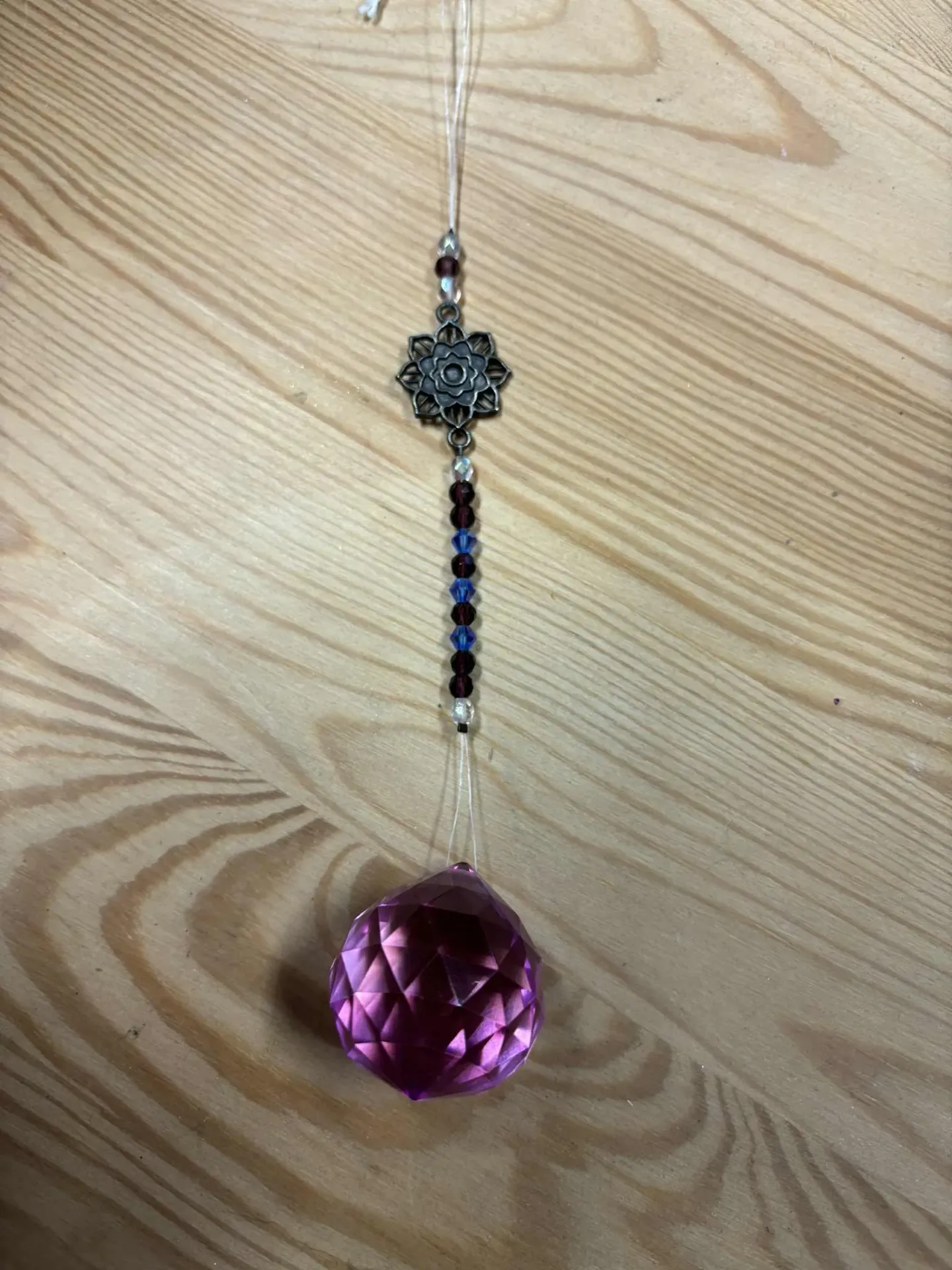 Mobile Cristal Feng Shui mandala violet/bleu