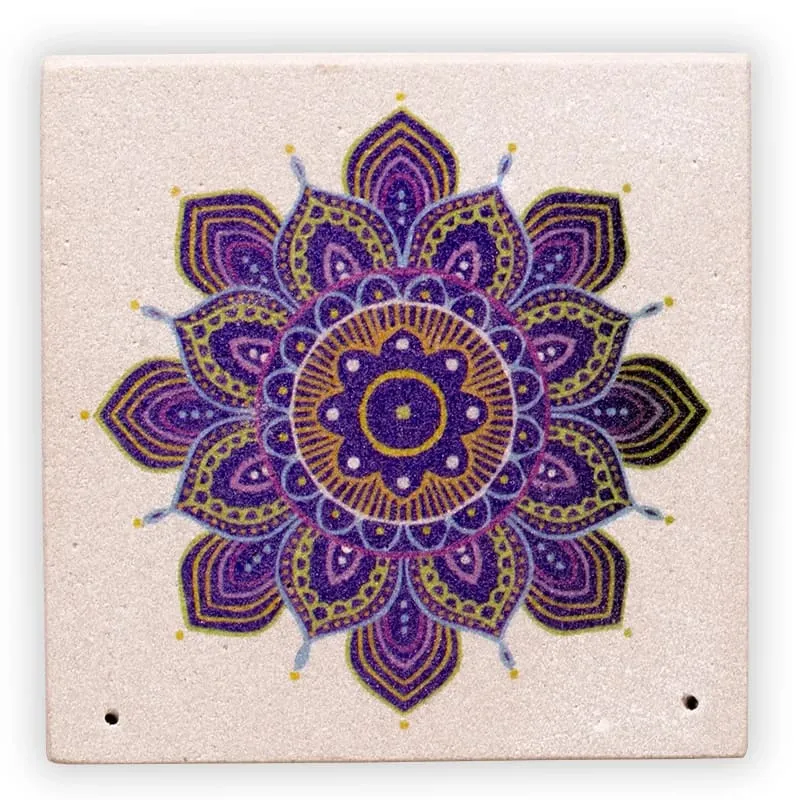 Porte encens en grès fleur mandala