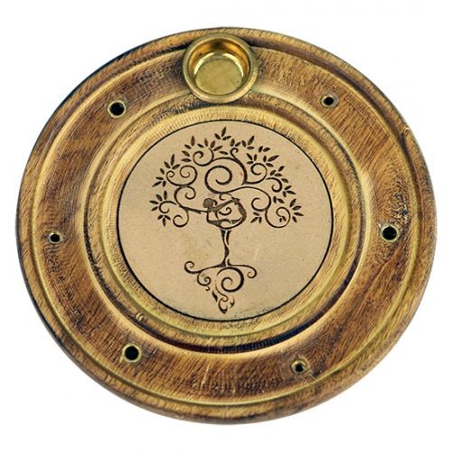 Porte encens arbre yoga en bois