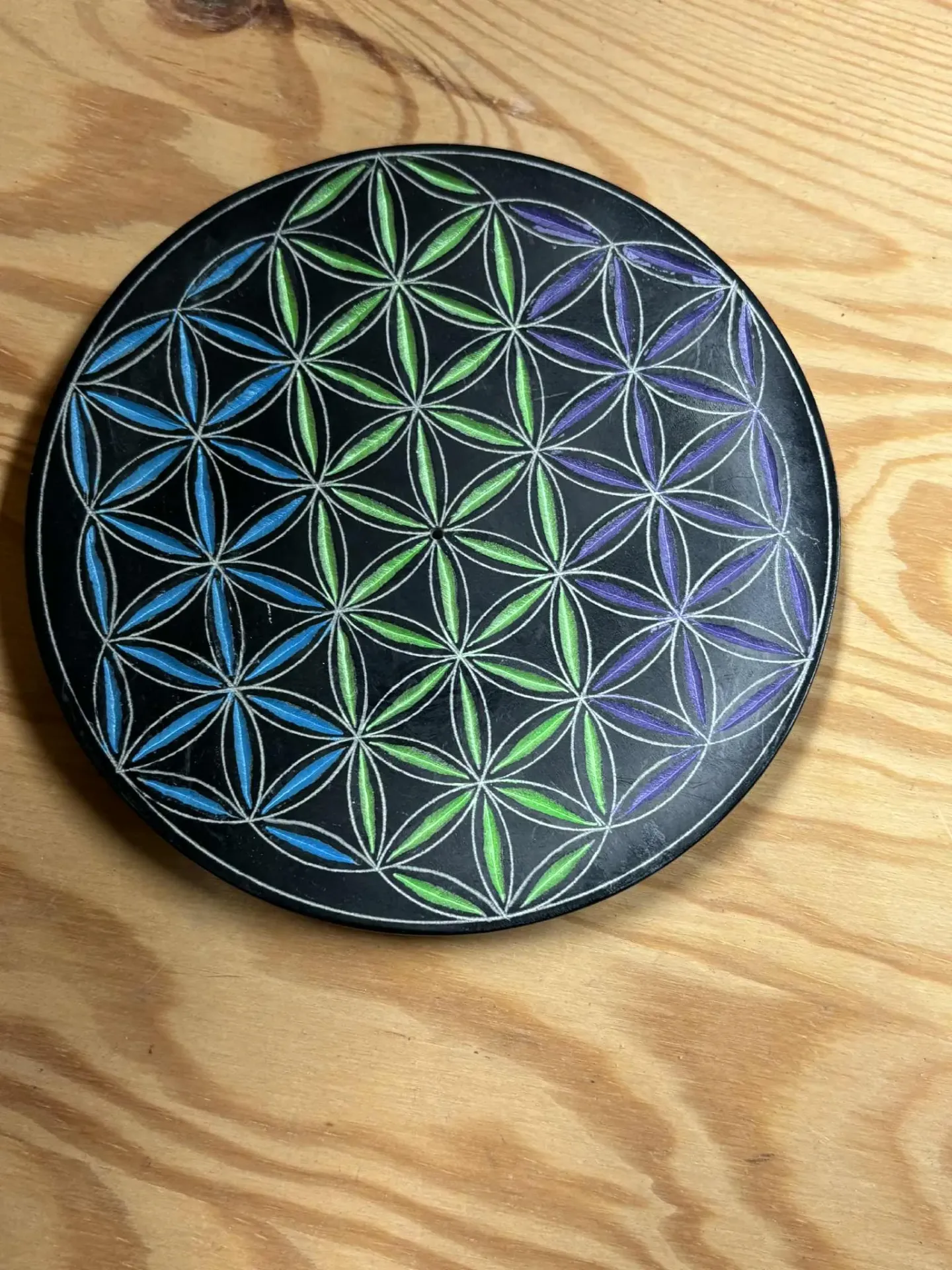 Porte encens fleur de vie en pierre de savon