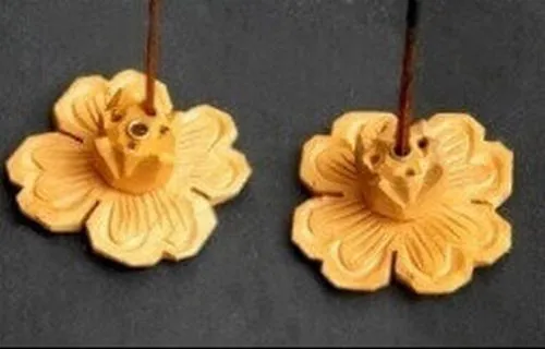 Porte encens Fleur en bois