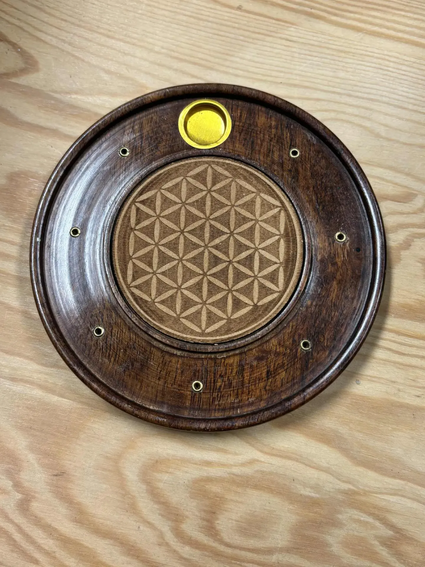 Porte encens fleur de vie en bois