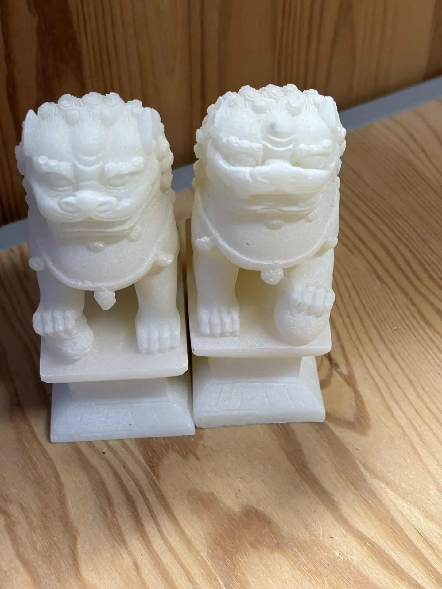 Fu Dog couple résine blanche