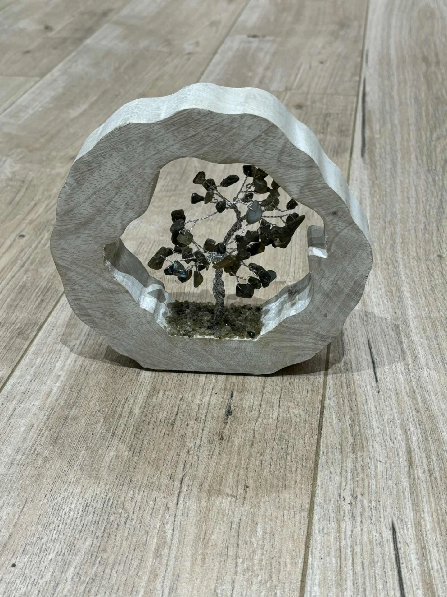 Arbre de vie en labradorite cadre bois