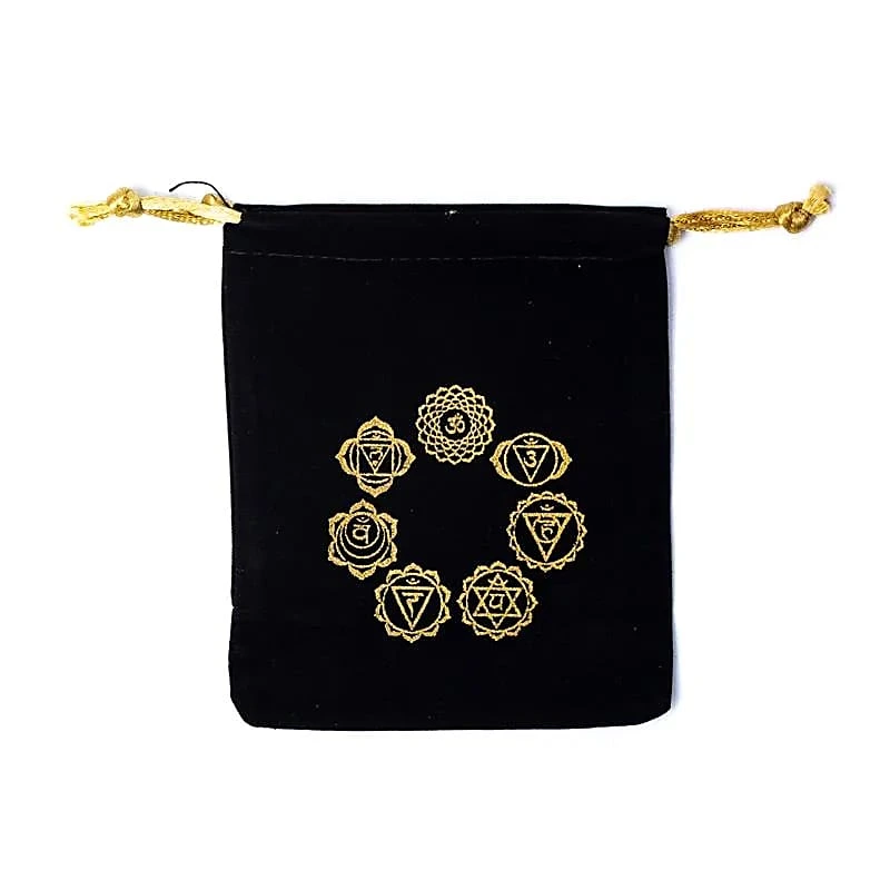 Pochette velours 7 symboles chakras