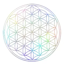 Fleur de vie autocollante argentée irisée