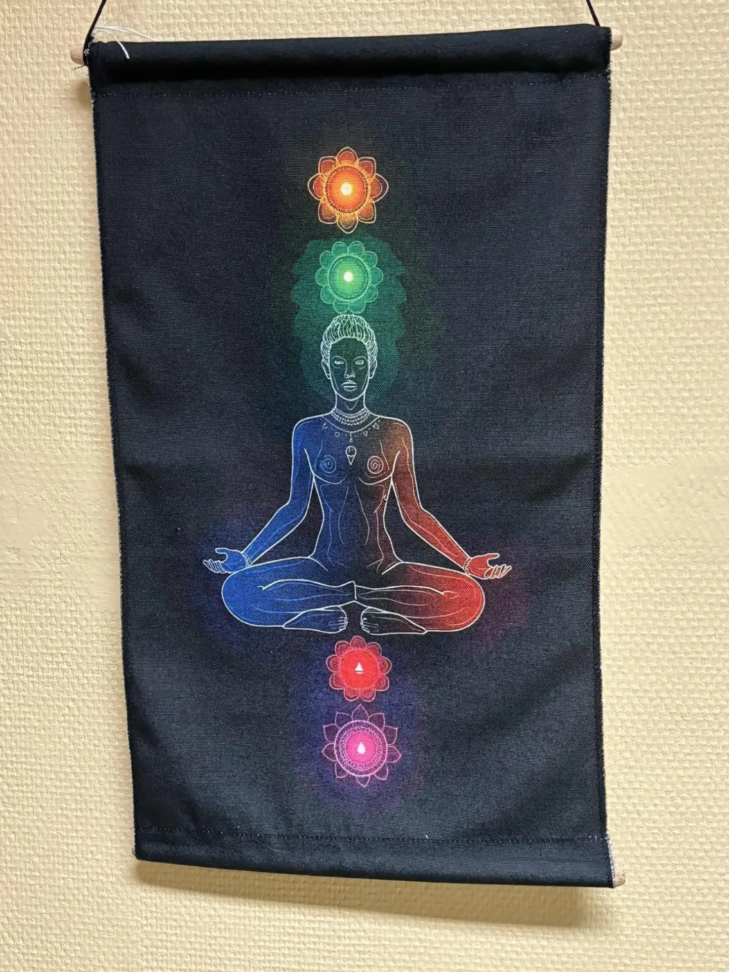 Tissus chakras sur rouleaux bois