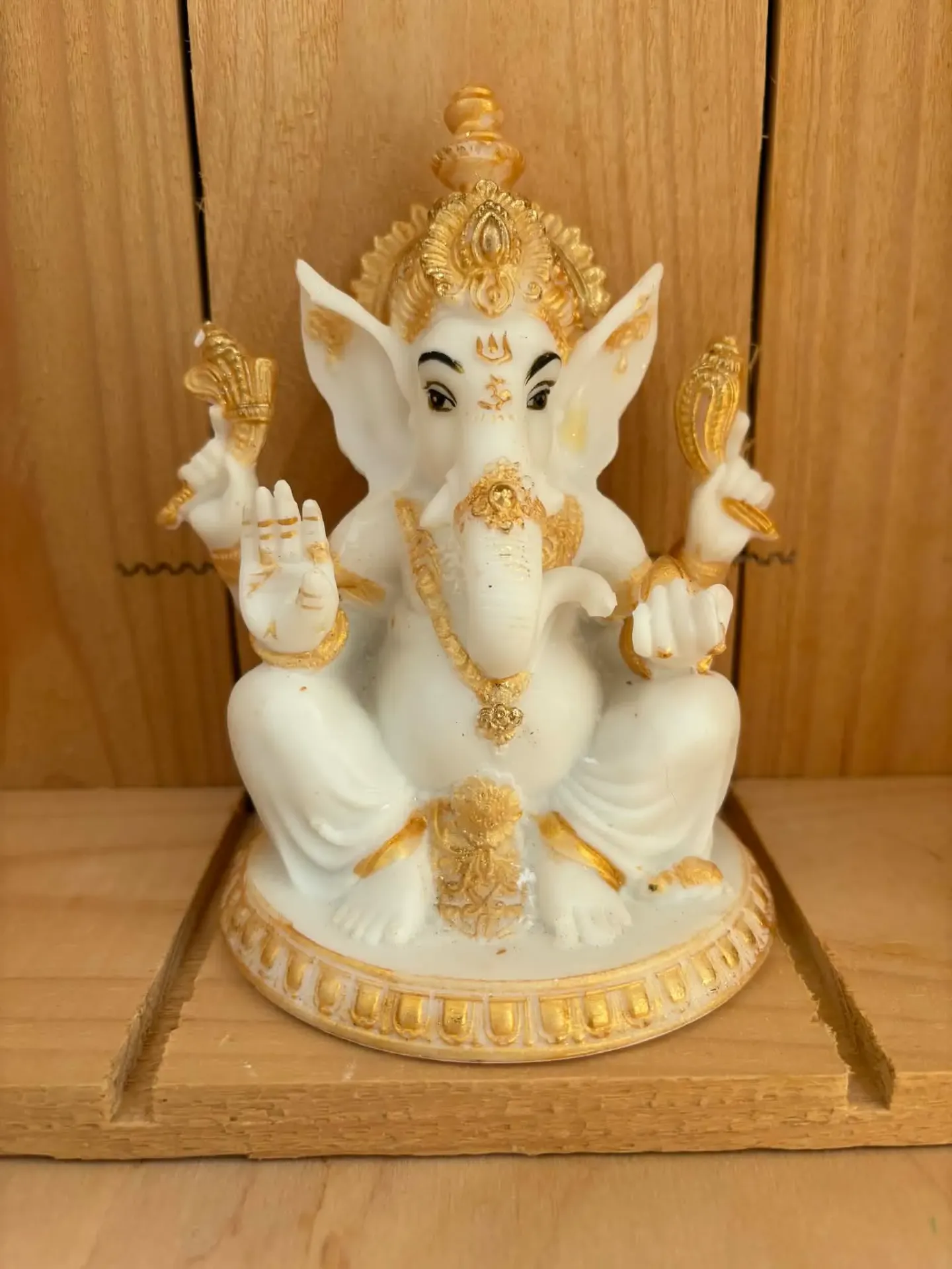 Ganesh résine blanc/doré S