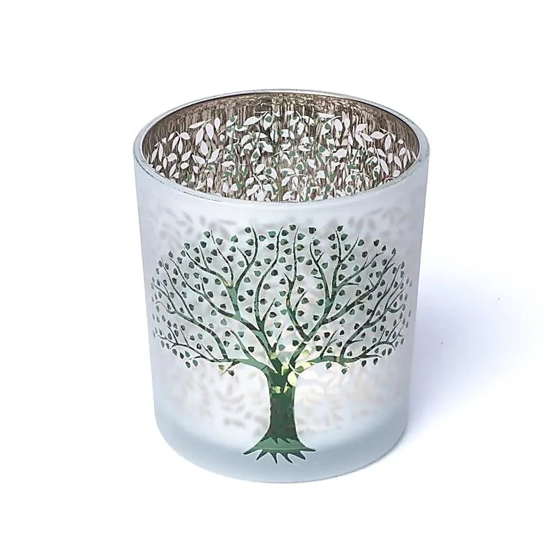 Photophore givré/métallique Arbre de Vie S