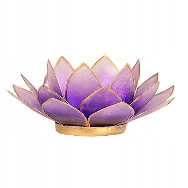 Bougeoir Lotus violet bords or