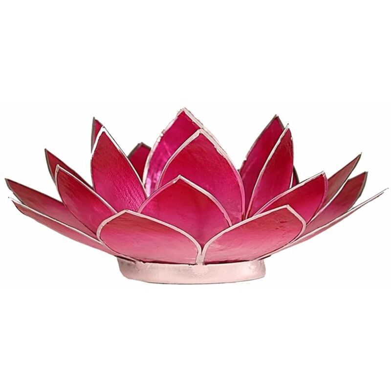 Bougeoir Lotus rose bords argent