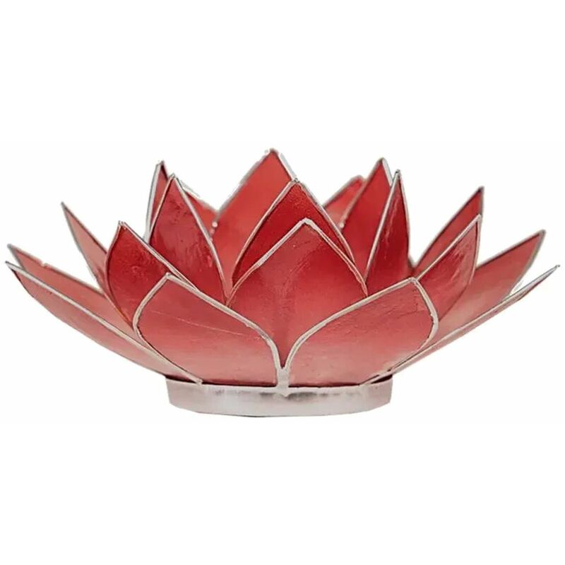 Bougeoir Lotus rouge bords argent