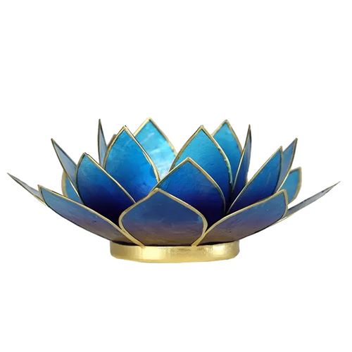 Bougeoir Lotus Bleu violet bord or