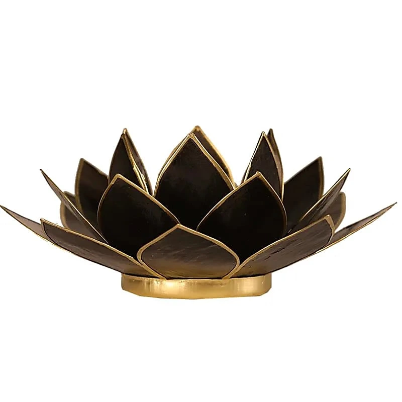Bougeoir Lotus noir foncé bord noir