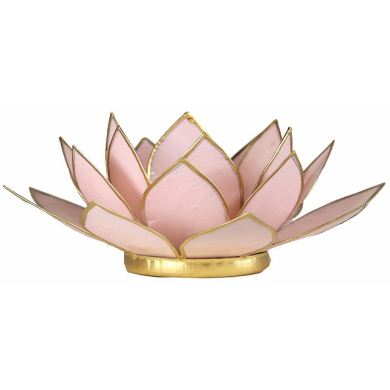 Bougeoir Lotus rose pastel bord or