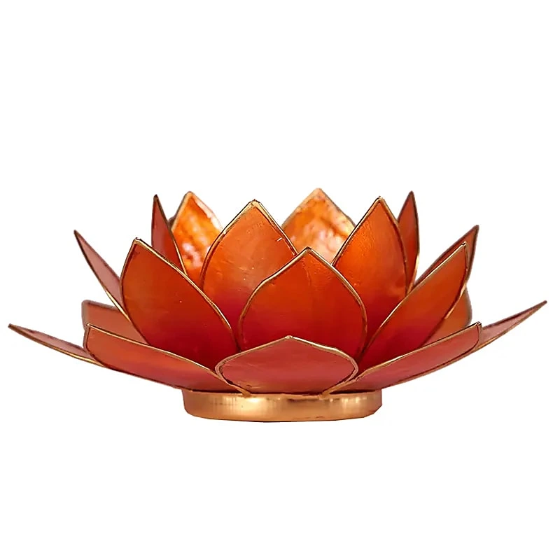 Bougeoir Lotus rose-orange bord or