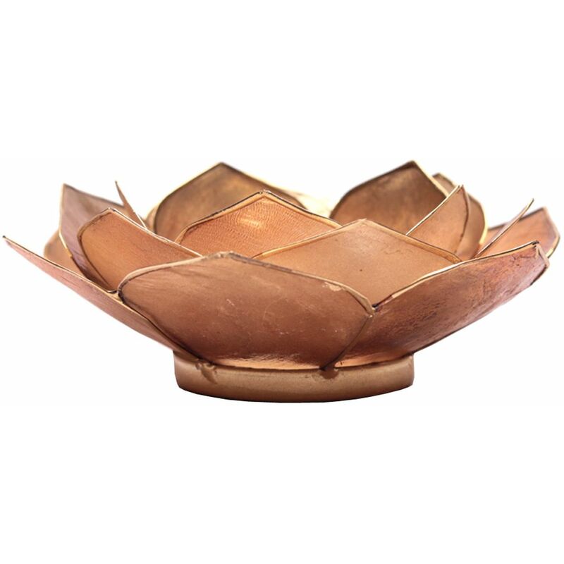 Bougeoir Lotus fumé/beige pétales bordure or