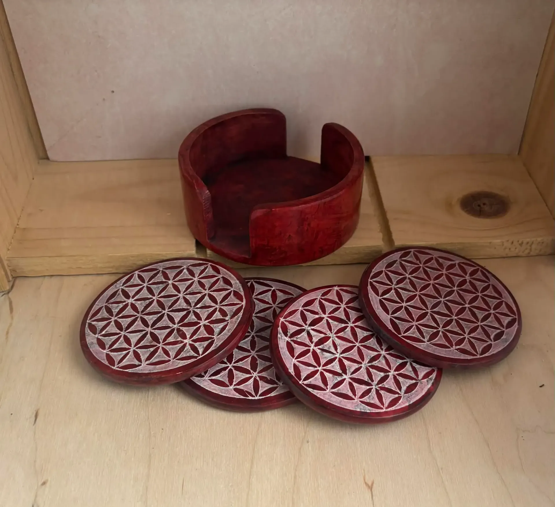 Sous verres Fleur de vie en pierre de savon