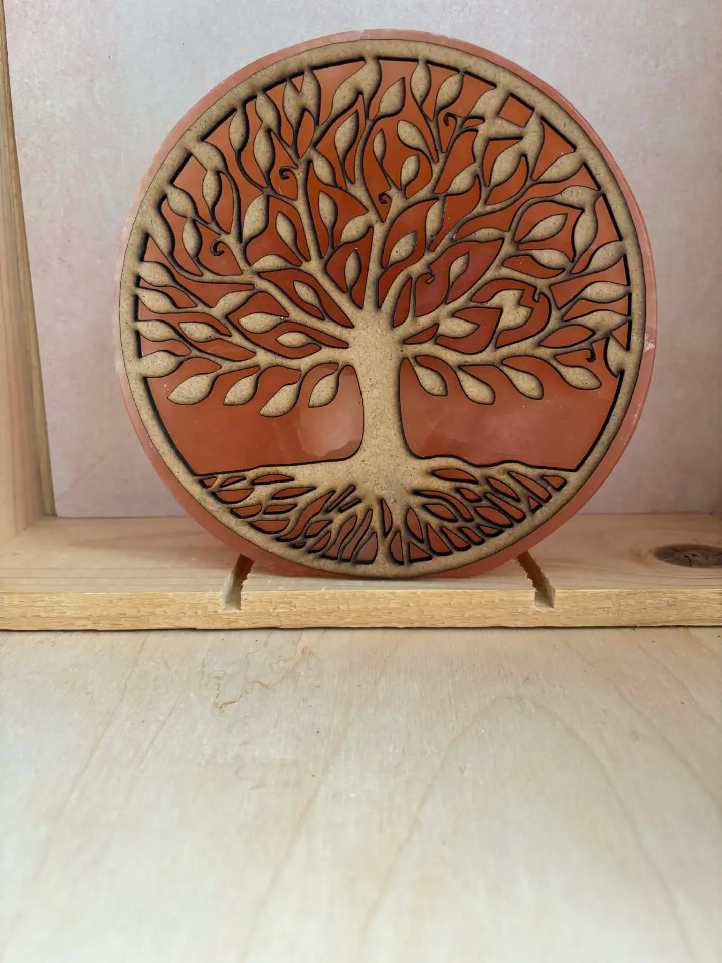 Lampe en sélénite Arbre de vie bois