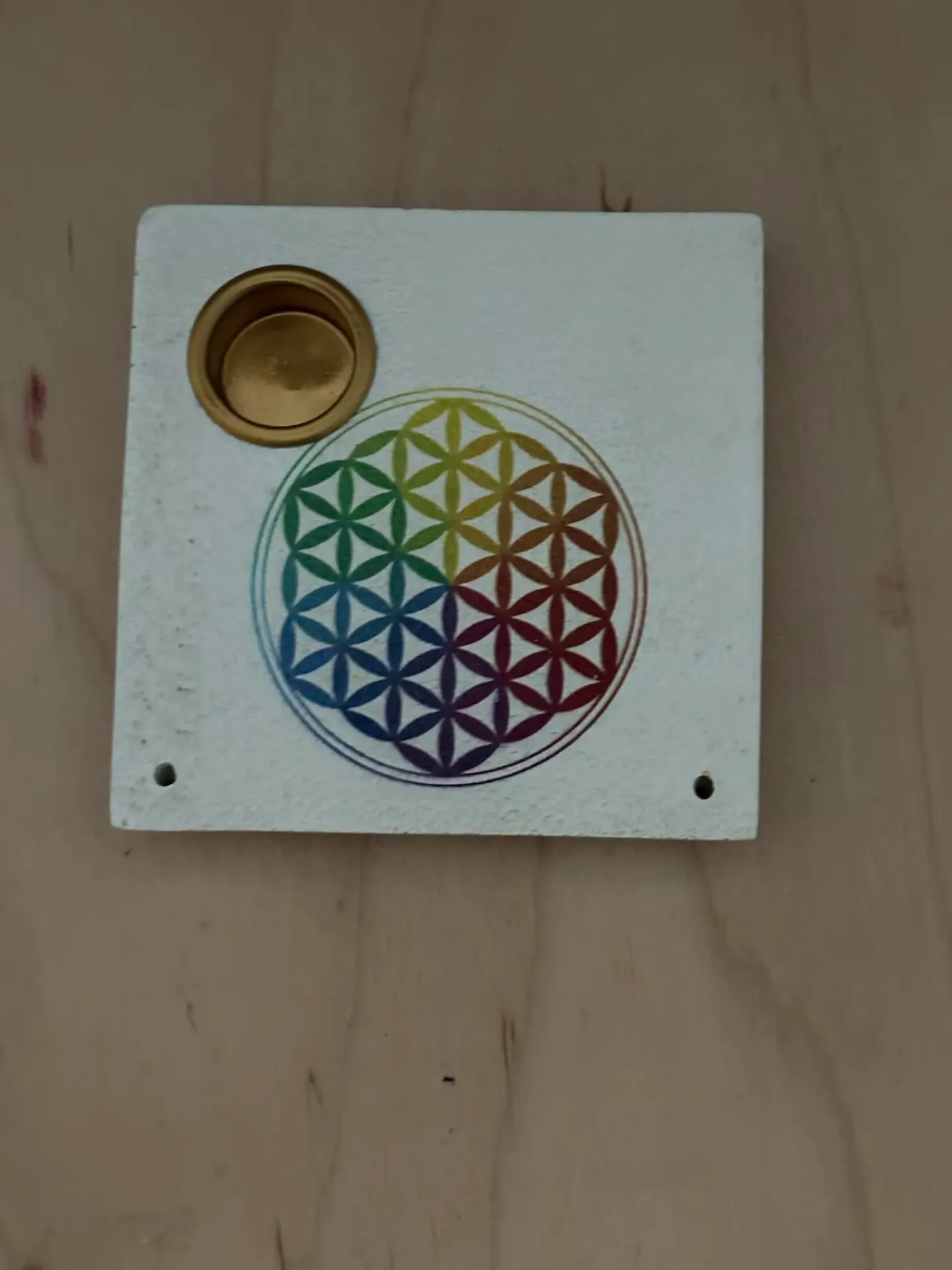 Porte encens fleur de vie carré en résine
