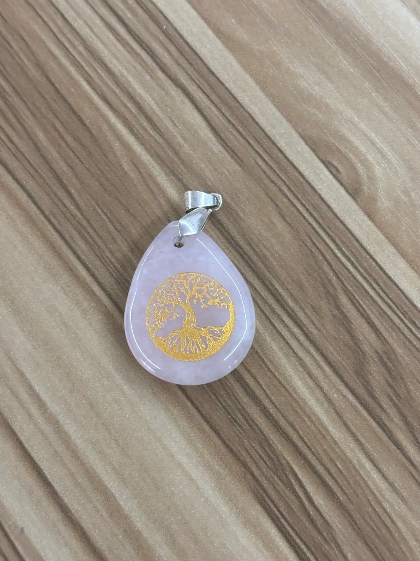 Pendentif Quartz Rose Arbre de Vie