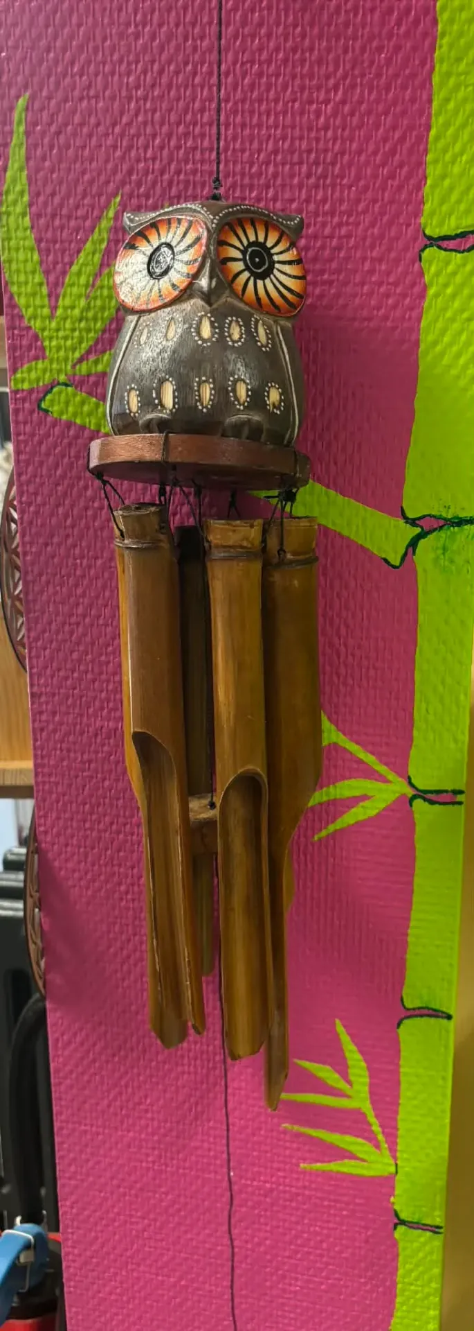 Carillon hibou bambou