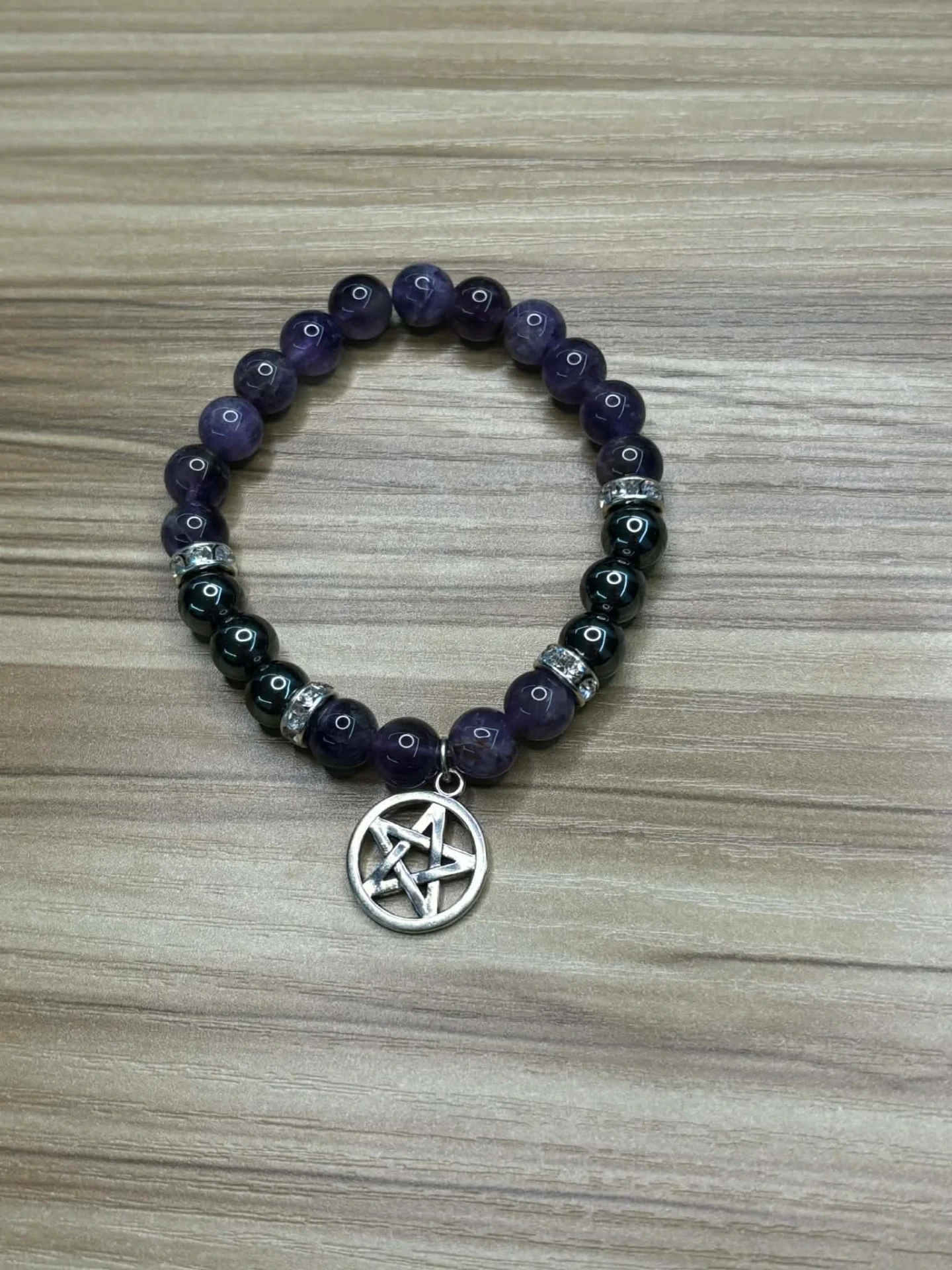 Bracelet Améthyste & Hématite 8mm