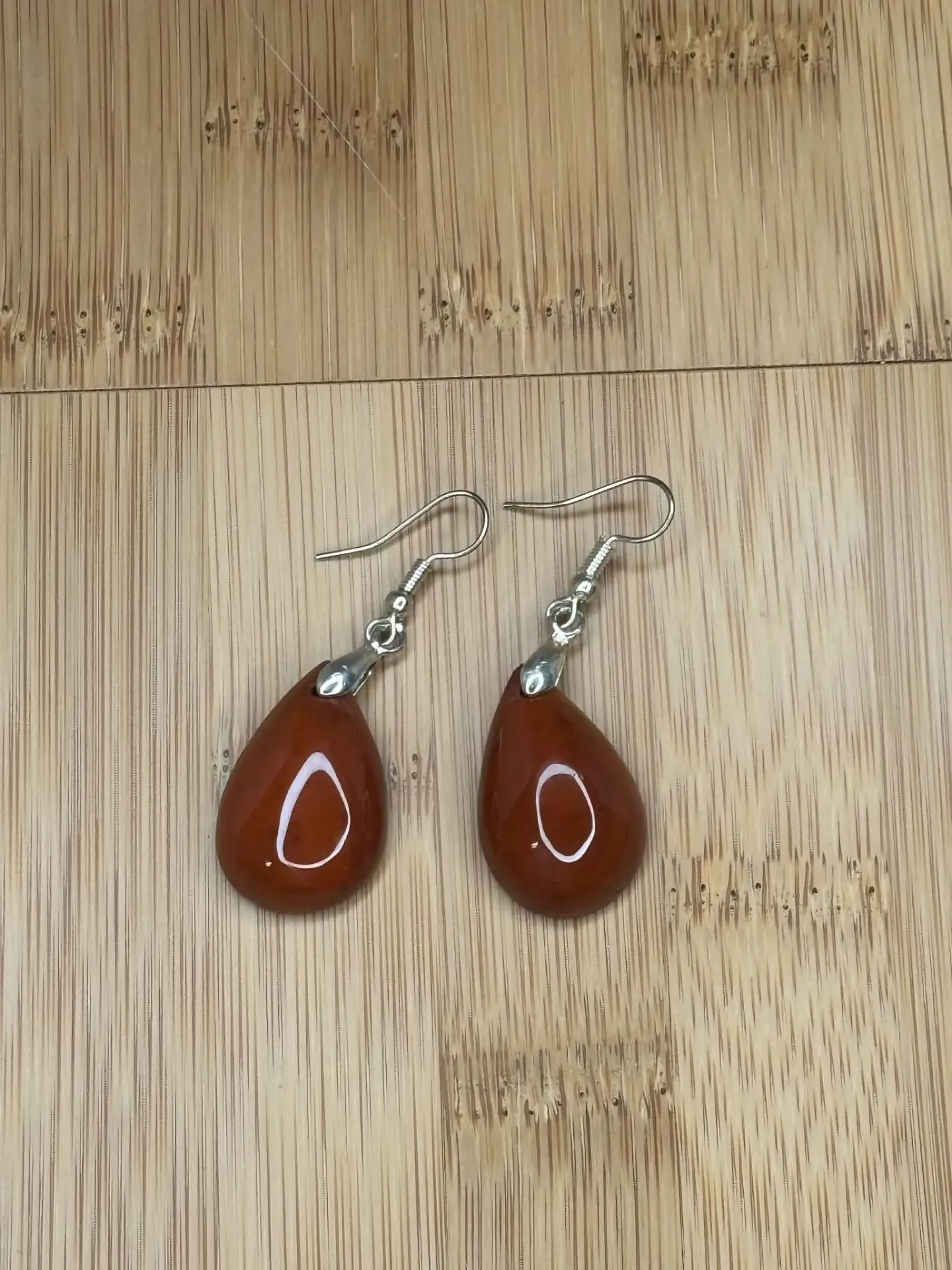 Boucle d'oreille Jaspe rouge